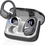 Spordik&otilde;rvaklapid, 2025 In-Ear k&otilde;rvaklapid Traadita Bluetooth 5.4 HD mikrofoniga, 75 tundi HiFi Stereo Bluetooth k&otilde;rvaklapid k&otilde;rvaklappidega, Comfort Fit, IP7 veekindlad k&otilde;rvaklapid spordi jaoks, raudhall