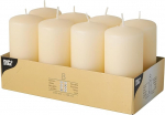 Papstar Pillar Candles, kreemjas (8 tk), &uuml;mmargune, l&auml;bim&otilde;&otilde;t 5 cm, pikkus 10 cm, pikk p&otilde;lemisaeg ca 16 tundi, tahmavaba p&otilde;lemine toitlustamiseks, pidustustele ja pidudele, #17981