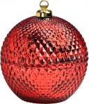 Dekohelden24 Elegantne klaaskuul, kondiitritoodete karp, hoiukarp, klaasist kauss, kuusepalli karp, dekoratiivne kauss, klaaskonteiner j&otilde;ulupallidena kuldse klaaskrooniga, L/B/H 15 x 13 x 13 cm.