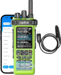 Radtel RT-950 PRO amat&ouml;&ouml;rraadio TX GPS/APRS 10W pikamaa Walkie Talkie k&auml;siraadio AM/FM/CB/SW/MW/LW RX Bluetooth rakenduse programmeerimine roheline (koos programmeerimiskaabliga)