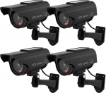 ATTA Solar Fake Security Camera, Bullet Dummy Security Camera Surveillance System realistliku punase vilkuva valgusega sise- ja v&auml;listingimustes kodu ja &auml;ri jaoks (4, must)