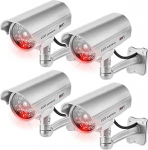 Pakett 4 dummy kaamerat, dummy CCTV, dummy valvekaamera vilkuv LED, v&otilde;ltsitud turvakaamera v&auml;lis- ja siseruumidesse, kaamera atripple kodu ja kontori j&auml;lgimiseks h&otilde;bedases toonis.