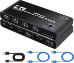 HDMI KVM l&uuml;liti: 2 PC 1 monitor 4K60Hz USB l&uuml;liti klaviatuuri, hiire, U-ketta, printeri jagamiseks, kuni 4 USB 3.0 seadme toetus