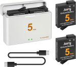 Joiry OSMO Action 5 Pro/4/3 akulaadija komplekt, 2 komplekti, 2600 mAh asendusakud ja C-t&uuml;&uuml;pi USB topelt LED-laadija DJI Osmo Action 5/Osmo Action 4/Osmo Action 3 kaamerale