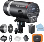 Godox AD300Pro II AD300ProII V&auml;litingimustes kasutatav v&auml;lklambi One-Tap Sync koos Godox X3 Pro/X3 Triggeriga 300W 2.4G TTL HSS 1/8000s stuudiov&auml;lklambi monovalgus, 0.01-1.5s Recycling/16 v&auml;rvigruppi/12W kahetooniline v&auml;lklambi