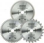 Rennie Tools Ketassae terad 165mmx24T 48T ja 60Tx20mm puuriga 165mm ketassae terad Medium TCT BCT Pack of 3 Ladies Tungsten Colorium Carbide Tipped (Tungsten Colorium Carbide Tipped)