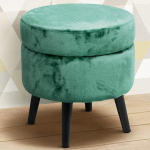 BAKAJI Stool Storage Box Pink jalahoop koos hingedega istme valmistatud sametist puidust jalad must kaasaegne disain suurus 37 x 40 cm (roheline)