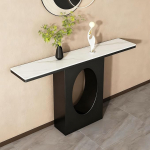 Kaasaegne sissep&auml;&auml;sulaud koos hoiuruumiga, kitsas konsool, diivanilaud esikusse, stiilne fuajeelaud metallraamiga, 100 cm, must, sobib ideaalselt elutuppa