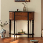 Konsolentisch massivholz Lange Bauernhaus, flurtisch mit 2 schublades & Ablage, schmale Konsole f&uuml;r Flur, Wohnzimmer(80cm/31.5")