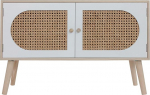 Rebecca Mobili RE6852 Elutoakapp Madal k&uuml;ljepaneel 2 ust MDF rotangupuit Valge pruun Boho Skandinaavia stiilis M&otilde;&otilde;tmed K x L x S: 52 x 80 x 30 cm