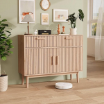 Rippkapp Sideboard 100cm Buffet 2 sahtli ja 2 uksega Modernne ribi kapp Multifunktsionaalne akentne konsoolikapp elutuppa s&ouml;&ouml;gituppa