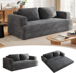 Cord diivanvoodi 160 cm, Cord diivan kokkupandav koos pehmendusega, 2-istmeline modulaarne p&otilde;randakohver, 4-in-1 kokkupandav diivan elutuppa ja magamistuppa (Hall)