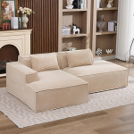 L-kujuline modulaarne diivan, 3-kohaline nurgadiivan magamisfunktsiooniga, L-kujuline diivan Corduroy elutuppa, vahtpolsterdiivan Chaise Lounge vasakpoolne khaki v&auml;rvi