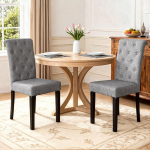 BonVache s&ouml;&ouml;gitoa toolid, 2 tooli, k&ouml;&ouml;gitoolid, polsterdatud toolid k&otilde;rge seljatoega, t&auml;ispuidust jalad, linane v&auml;limus, polsterdatud iste s&ouml;&ouml;gituppa, elutuppa, &otilde;ppetuppa, tumehall