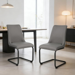 JIEXI Cantilever s&ouml;&ouml;gitoolid musta metallraamiga, must metallraam, PU nahk, polsterdatud, k&otilde;rgus 93 cm, kandev&otilde;ime 150 kg, hall, 2 tk [hall]
