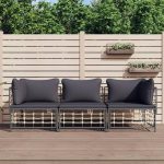 Modulares Ecksofa Poly Rattan Lounge-Set mit Kissen 2 STK. f&uuml;r Garten und Terrasse, Ecksofa koos Kissen Modular Poly Rattan