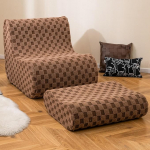 COSTWAY Bean Bag tool koos v&auml;ljaheitega, t&auml;iskasvanud Bean Bag k&otilde;rge elastse k&auml;snaga ja Teddy Velveti kattega, Bean Bag tool, p&otilde;randatool elutuppa, magamistuppa, lugemisruumi (pruun)