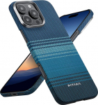 pitaka &uuml;mbris iPhone 16 Pro Maxile, ultra &otilde;huke mobiiltelefoni &uuml;mbris aramiidkiududest, &uuml;hildub Magsafe magnetilise kaitsekotiga, taktiline kootud &uuml;mbris mugava haardega ja sulatatud kudumisega