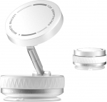 Maglock Vacuum Magnetic Phone Suction Cup Mount, 360&deg; p&ouml;&ouml;ratav reguleeritav auto imemistelefoni hoidik, kokkupandav vaakum telefoni statiiv iPhone'ile, Mag Safe Androidile ja k&otilde;igile telefonidele (valge)