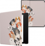 kwmobile Flip Case &uuml;hildub Amazon Kindle Oasis 10. p&otilde;lvkonna &uuml;mbrisega - eReader Case - Funny Dogs Brown White Taupe