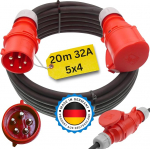 K&otilde;rge voolutugevuse kaabel 32 A 20 m H07RN-F 5 x 4 K&otilde;rge voolutugevuse pikenduskaabel CEE pikendus 32 Amp kaabli 5 x 4 mm2 Ehitusplatsil t&ouml;&ouml;kojas T&ouml;&ouml;stuses Sobib v&auml;ljas IP44 pritsmekindel