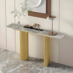 Konsolentisch, schmaler, Langer Eingangstisch f&uuml;r das Wohnzimmer, Konsolen-Akzenttisch, Sofatisch hinter Couch-Akzenttischen, platzsparend und einfach zu montieren (Gold B, 120 cm)
