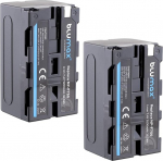 2 x Blumax Battery Compatible with Sony NP-F750 / NP-F550 / NP-F970 / NP-F960 / NP-F570 | 5200 mAh - (Blackmagic NP-F570) - Also for Various Flashes Video Lights, 2 x 65095
