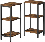 Asgolion Tall Bedside Table, komplekt 2, V&auml;ike &ouml;&ouml;kapp, Aktsendilaud kodukaunistuseks, K&otilde;rge k&uuml;ljelaud elutuppa, v&auml;ike sissep&auml;&auml;sulaud, kontori printeri statiiv, rustikaalne pruun