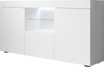 MB Muebles Bonitos Sefora Sideboard elutuba s&ouml;&ouml;gituba kapi m&ouml;&ouml;bel laius 135 x k&otilde;rgus 73 x s&uuml;gavus 34 cm matt melamiin 3 ust LED valgustus valge