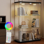 Klaasist vitriinkapp koos LED-ga, 125 x 79 x 36,5 cm, kaasaegne klaasist vitriinkapp 3 riiuliga ESG-st kollektsioonidele, raamatutele, veinile
