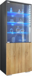 Granada vitriinkapp, Made in Germany, vitriinkapp klaasukse ja klaasist sisendiga koos LED-iga, antratsiitmatt/loomulik tamm (50 x 122,5 x 34,5 cm)