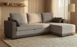 BUDWING Leah kahetooniline hall nurgadiivan magamisfunktsiooniga - 4-kohaline - p&ouml;&ouml;ratav lamamistool, 2 dekoratiivpatja - pol&uuml;esterkangas - kaasaegne disain - 233 cm (laius) x 124 cm (s&uuml;gavus) x 69 cm (k&otilde;rgus)