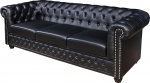 riess-ambiente.de Chesterfield 3-kohaline diivan 205 cm must kunstnahast niplispindadega vedrustuse s&uuml;damikuga