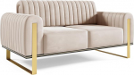 FURNISTAR Premium Pier Diivan 2-kohaline, Glamour disain, Polsterdatud diivan p&ouml;&ouml;ratava seljatoega, diivan, diivanikomplekt, elutuba, kuldsed metalljalad, veluurkangas - kreemikas