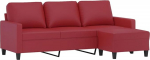 vidaXL 3-kohaline diivan, diivan koos jalatoega, lamades diivan elutuppa, polsterdatud diivan, tugitool, l&otilde;&otilde;gastav diivan, Lounge diivan, TV diivan, veinipunane kunstnahk