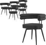 ML-Design P&ouml;&ouml;rlevad s&ouml;&ouml;gitoatoolid, 6 tooliga komplekt, tumehall teddy kangas, k&auml;te ja seljatugedega elutoatoolid, 360&deg; p&ouml;&ouml;rlev tool, metalljalgadega polsterdatud tool, puhketool, ergonoomiline tool