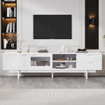 200 cm TV Lowboard 2 ukse ja 2 sahtliga, stiilne TV kapp 80 tollile, TV kapp elutuppa, TV laud, TV statiiv, valge