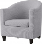 Highdi Pack of 2 tugitooli kaitsjad koos elastse Stretch-kattega, Jacquard Club Chair kaitsev kate diivanikate k&otilde;rge Stretch tugitooli jaoks Club Chair Lounge Chair Cocktail Chair (helehall)