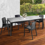 Dmora - Manarola Outdoor Lounge komplekt, pikendatav laud ja 4 tooli, aialaua ja istumiskohad rotangist v&auml;limusega, 100% Made in Italy, antratsiidi v&auml;rvi