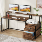 Tribesigns Kirjutuslaud sahtlitega, arvutilaua koos monitori alusega, 160 x 50 x 90 cm, ergonoomiline kontorilaud, kirjutuslauad printeriplatsiga, arvutilaud, t&ouml;&ouml;laud kodukontorisse.