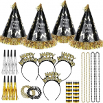HOWAF aastavahetuse aksessuaarid fototarvikud - 24 t&uuml;kki Happy New Year Headband aastavahetuse pidu M&uuml;tsid Streamers ja kaelakee lastele t&auml;iskasvanutele uusaasta kaunistused uusaasta dekoratsioon 2027 Party Set