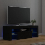 Homgoday TV Cabinet with LED Lights, Black, 120 x 35 x 40 cm, Entertainment Centre Cabinet, TV Stand, HiFi Cabinet, Stereo Cabinet, TV Unit, Living Room Furniture, Home, Indoor Storage Chest of