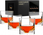 LIITON Heavy Crystal Whiskey Glass Set, Thick Freezable Bourbon Glasses (1 lb each), Premium Whiskey Gifts for Men, Frozen Crystal Chills Cocktails