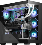 darkFlash ATX Mid-Tower PC korpus, eelpaigaldatud 4 PWM ARGB ventilaatorit, Gaming PC korpus kahekordse vaate karastatud klaasiga, Type-C, toetab vesijahutusradiaatorit 360 mm, must (DS900)