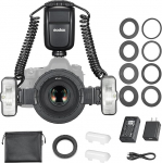 Godox MF-T76 C Mikro-Doppelkopf-Blitz, kompatibel mit Cannon-Kameras, 76W, GN22.4, TTL Blitz, 1-1/256-Ausgang,Vor-/Hinter-Vorhang-Synchronisierung,mit Batterie,f&uuml;r Mikro-Tier- und Pflanzenfotografie