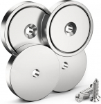 FINDMAG Tugevad magnetid, 4 tk, 32 mm x 5 mm neod&uuml;&uuml;m magnetid, eriti tugevad, tugevad magnetid, uksemagnetid, magnetilised isekleepuvad magnetid, magnetid mitmeotstarbeliseks kasutamiseks, 4 s&uuml;vistatud potimagnetiga magnetid.
