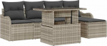 6-teilige Garten-Sofa-Set mit Kissen Hellgrau Poly Rattan, 2-Sitzer Garten-Sofa mit Stauraum & Kissen Hellgrau Poly Rattan Gartenlounge Model3357185