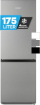 Heinrich&acute;s Fridge Freezer Combination 175 Litres, XXL, Fridge with Freezer, Fridge Volume 122 L, Freezer Compartment 53 L, Quiet 39 dB, Large Freezer Boxes, 7 Temperature Levels (Energy Class E, Inox)
