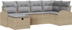 6-teiliges Garten-Sofaset mit Kissen Beige Poly-Rattan Gartenlounge Model3359079
