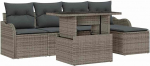 6-teilige Garten Diivan Set mit Kissen Grau Poly Rattan, 2-Sitzer Garten Diivan mit Stauraum & Kissen Grau Poly Rattan Gartenlounge Model3357182